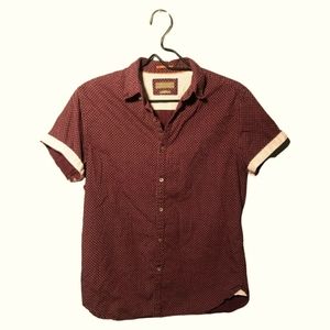 Burgundy Denim & Flower button down